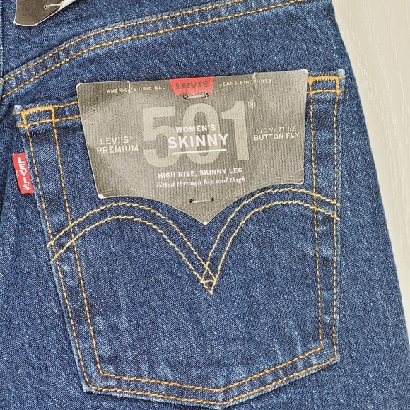 LEVI’S 501 Skinny Jeans Life’s Work Dark Wash - Picture 5 of 8